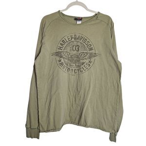 Harley-Davidson Men's Long Sleeve Tee Shirt Cotton Crew Olive Biker XL